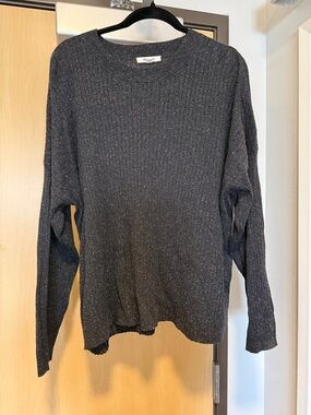 Madewell Metallic-Thread Ribbed Crewneck Sweater - speckled black